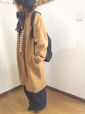 「GRL（グレイル）のアイテム（ノーカラージャケット）」を使った、あゆさん（レディース・157cm）の冬コーディネート
