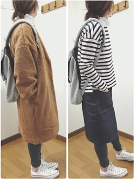 「GRL（グレイル）のアイテム（ノーカラージャケット）」を使った、あゆさん（レディース・157cm）の冬コーディネート