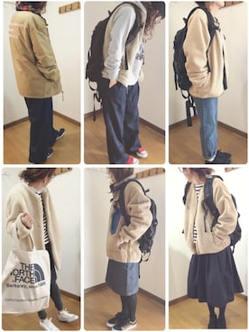「patagonia」｜「アイテム（ノーカラージャケット）」を使った、あゆさん（レディース・157cm）の冬コーディネート