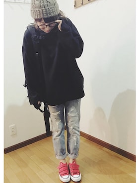 「reca（レカ）のアイテム（ニットキャップ/ビーニー）」を使った、あゆさん（レディース・157cm）の冬コーディネート