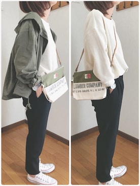 「GRL（グレイル）のアイテム（モッズコート）」を使った、あゆさん（レディース・157cm）の春コーディネート