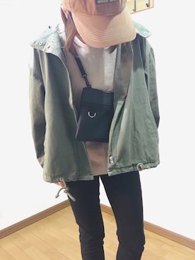 「GRL（グレイル）のアイテム（モッズコート）」を使った、あゆさん（レディース・157cm）の春コーディネート