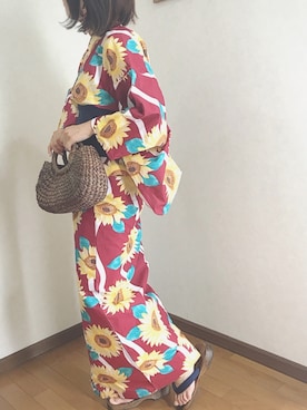 「チャイハネ（チャイハネ）のアイテム（かごバッグ）」を使った、あゆさん（レディース・157cm）の夏コーディネート