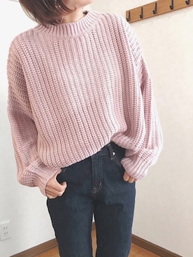 「ZOZO（ゾゾ）のスリムテーパードデニムパンツ［WOMEN］（デニムパンツ）」を使った、あゆさん（レディース・157cm）の冬コーディネート