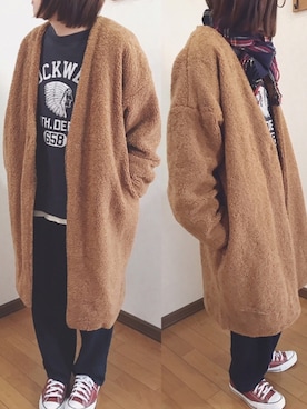 「GRL（グレイル）のアイテム（ノーカラージャケット）」を使った、あゆさん（レディース・157cm）の冬コーディネート