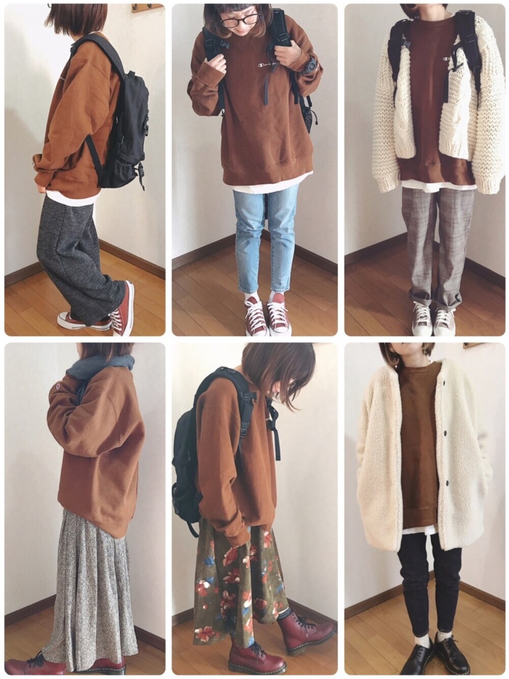 「チョコ色に染まれ、ootd、デニム、ストリート、スウェット、Champion、古着、古着MIX、zozoデニム、メンズライク」｜「Championの【ヴィンテージ古着】90's Champion ロゴ クルーネックスウェット（スウェット、ブラウン系）」を使った、あゆさん（レディース・157cm）の冬コーディネートの1枚目の写真