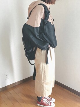 「ナイロンパーカー」｜「アイテム（スカート）」を使った、あゆさん（レディース・157cm）の冬コーディネート