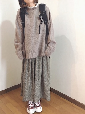 「GRL（グレイル）のアイテム（ピアス（両耳用））」を使った、あゆさん（レディース・157cm）の冬コーディネート