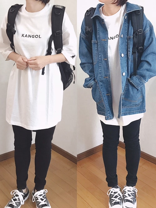���䂳���T�V���c/�J�b�g�\�[�u��WEB���� MONO-MART×KANGOL �ʒ����S�h�J �v�����g����Tee �I�[�o�[�T�C�Y�J�b�g�\�[ ���b�y�� �g�b�v�X�iKANGOL�b�J���S�[���j�v���g�����R�[�f�B�l�[�g