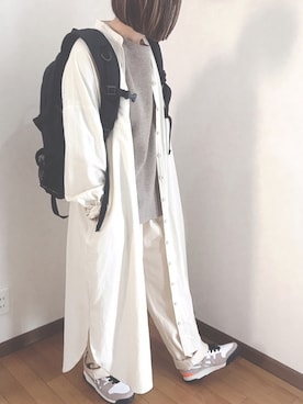 「antiqua」｜「アイテム（シャツワンピース）」を使った、あゆさん（レディース・157cm）の春コーディネート