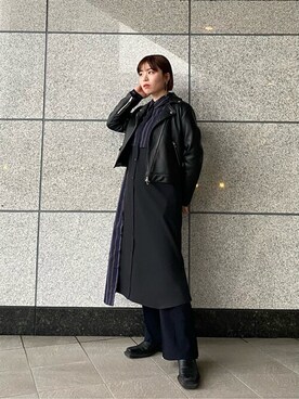 「#今日のコーデ」｜「アイテム（ライダースジャケット）」を使った、mizuhoさん（レディース・161cm）の冬コーディネート