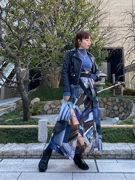 「#今日のコーデ」｜「アイテム（ライダースジャケット）」を使った、mizuhoさん（レディース・161cm）の冬コーディネート