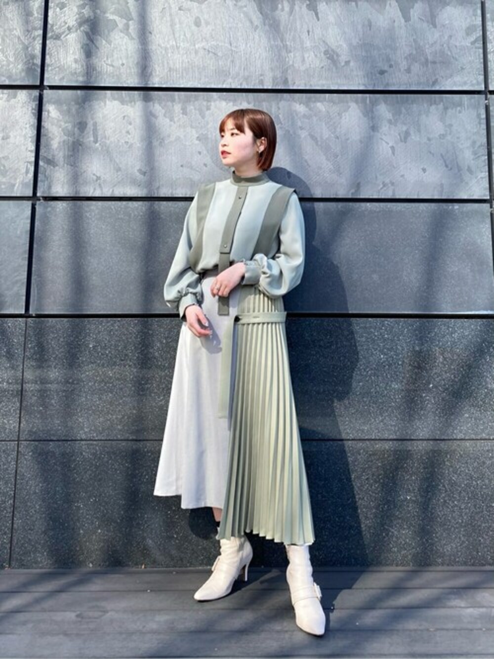 mizuhoさんの「プリーツスイッチングアシメスカート（UNITED TOKYO）」を使ったコーディネート