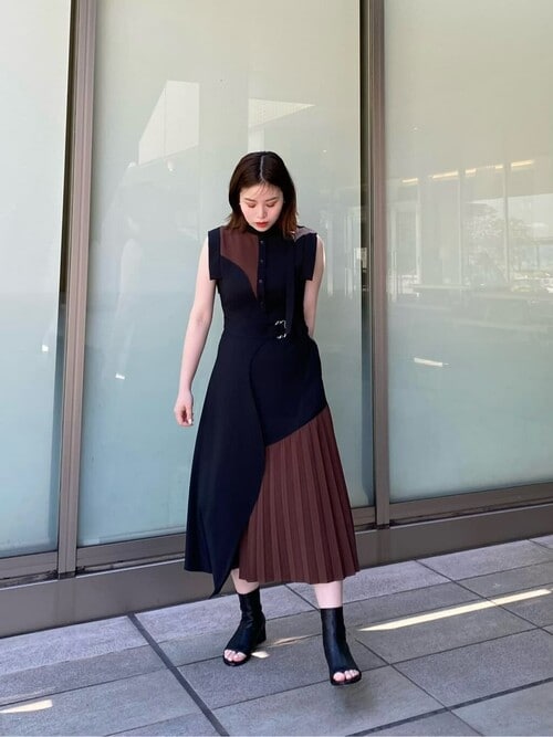 UNITEDTOKYO ウェーブパターンシャツワンピース ノースリーブ