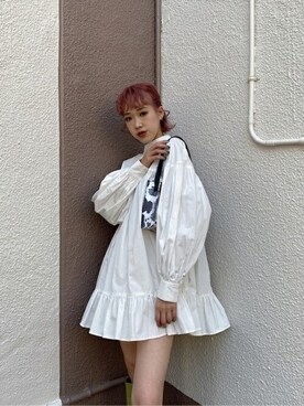 「ミニワンピ」｜LAGUAGEMさん（レディース・161cm）の春コーディネート