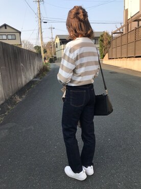 「ハイウエストストレートジーンズ」｜そらさん（レディース・157cm）の春コーディネート