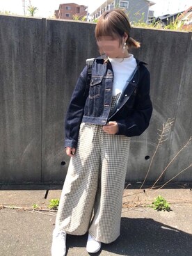 「natural couture（ナチュラルクチュール）のアイテム（サロペット/オーバーオール）」を使った、そらさん（レディース・157cm）の春コーディネート