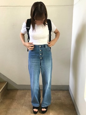 「オープントゥミュール」｜そらさん（レディース・157cm）の夏コーディネート