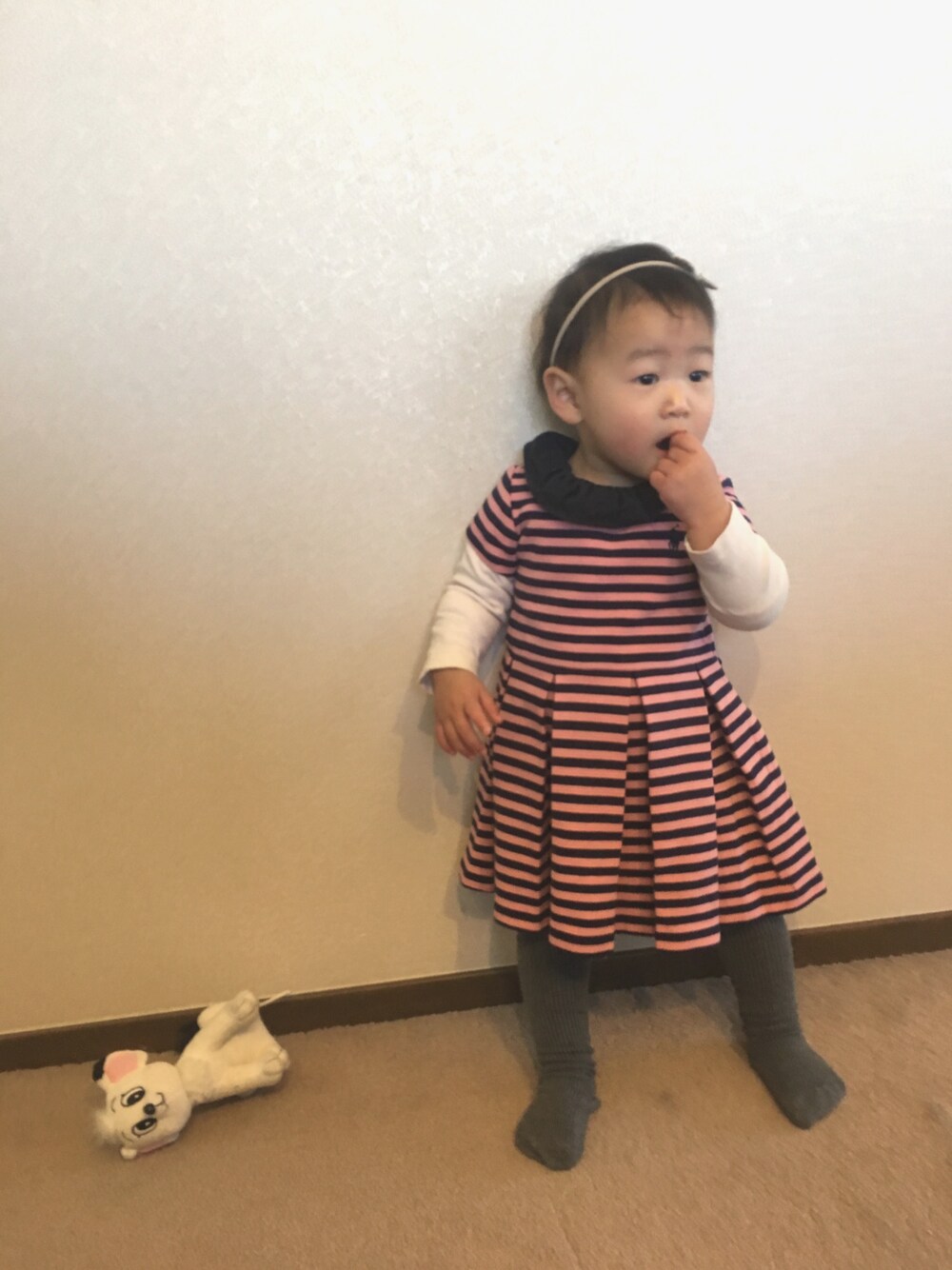 「女の子、1歳、1歳2ヶ月」｜「RALPH LAURENのアイテム（ワンピース、ピンク系）」を使った、ayk☺︎さん（キッズ・80cm）の冬コーディネートの1枚目の写真