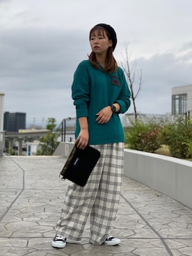 「AVIREX（アヴィレックス）のアイテム（ハンチング/ベレー帽）」を使った、𝗔𝗼𝗿𝗶 𝗠𝗮𝗲𝗱𝗮さん（レディース・161cm）の秋コーディネート