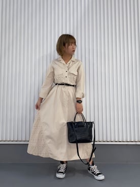 「いいね返し」｜「アイテム（ワンピース/ドレス）」を使った、𝗔𝗼𝗿𝗶 𝗠𝗮𝗲𝗱𝗮さん（レディース・162cm）の春コーディネート