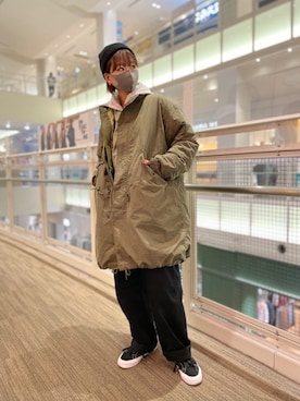「AVIREX（アヴィレックス）のアイテム（モッズコート）」を使った、𝗔𝗼𝗿𝗶 𝗠𝗮𝗲𝗱𝗮さん（レディース・161cm）の冬コーディネート
