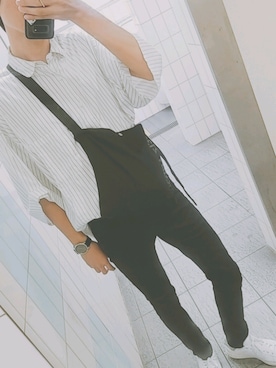 「LIDNM（リドム）のLIDnM/リドム/isko ハイストレッチスキニー（その他パンツ、ブラック系）」を使った、ayata(山下あやた)さん（メンズ）の秋コーディネート
