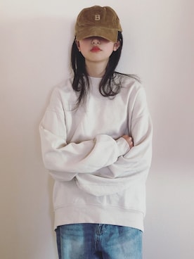 「ゆるカジ」｜「アイテム（スウェット）」を使った、i_Kaさん（キッズ・155cm）の春コーディネート