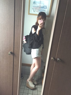 「CECIL McBEE（セシルマクビー）のアイテム（サンダル）」を使った、myu.さん（レディース・158cm）の夏コーディネート