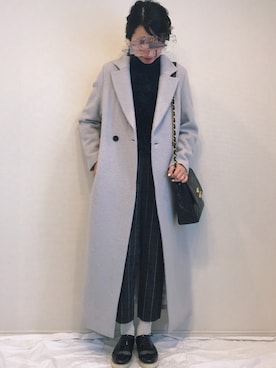 「ADAM ET ROPE'（アダムエロペ）のアイテム（チェスターコート）」を使った、sanae☆さん（レディース・164cm）の冬コーディネート