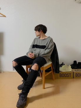 「my beautiful landlet（マイビューティフルランドレット）のアイテム（スウェット）」を使った、lebさん（メンズ・173cm）の秋コーディネート