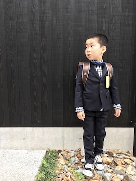 「ZARA KIDSのアイテム（セットアップ）」を使った、harumamaさん（キッズ・110cm）の春コーディネート