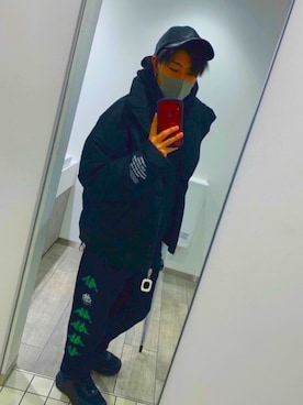 「minsobi（ミンソビ）のアイテム（ダウンジャケット/コート）」を使った、oKaさん（メンズ・170cm）の冬コーディネート