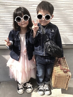 「H&M（エイチ・アンド・エム）のアイテム（ワンピース/ドレス）」を使った、mihaさん（キッズ・110cm）の冬コーディネート