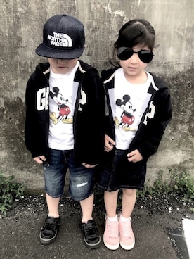 「ノースフェイス」｜mihaさん（キッズ・110cm）の春コーディネート