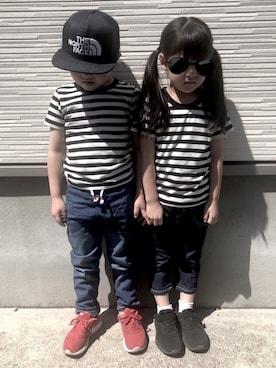 「ノースフェイス」｜mihaさん（キッズ・110cm）の春コーディネート