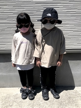 「ノースフェイス」｜mihaさん（キッズ・110cm）の春コーディネート