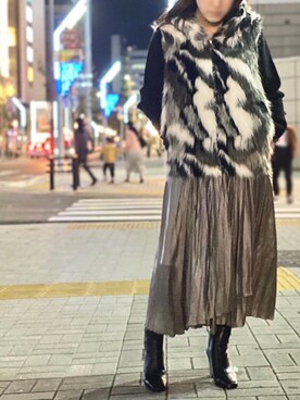 「低身長」｜「アイテム（ブーティ）」を使った、yuco.yamaさん（レディース・154cm）の冬コーディネート