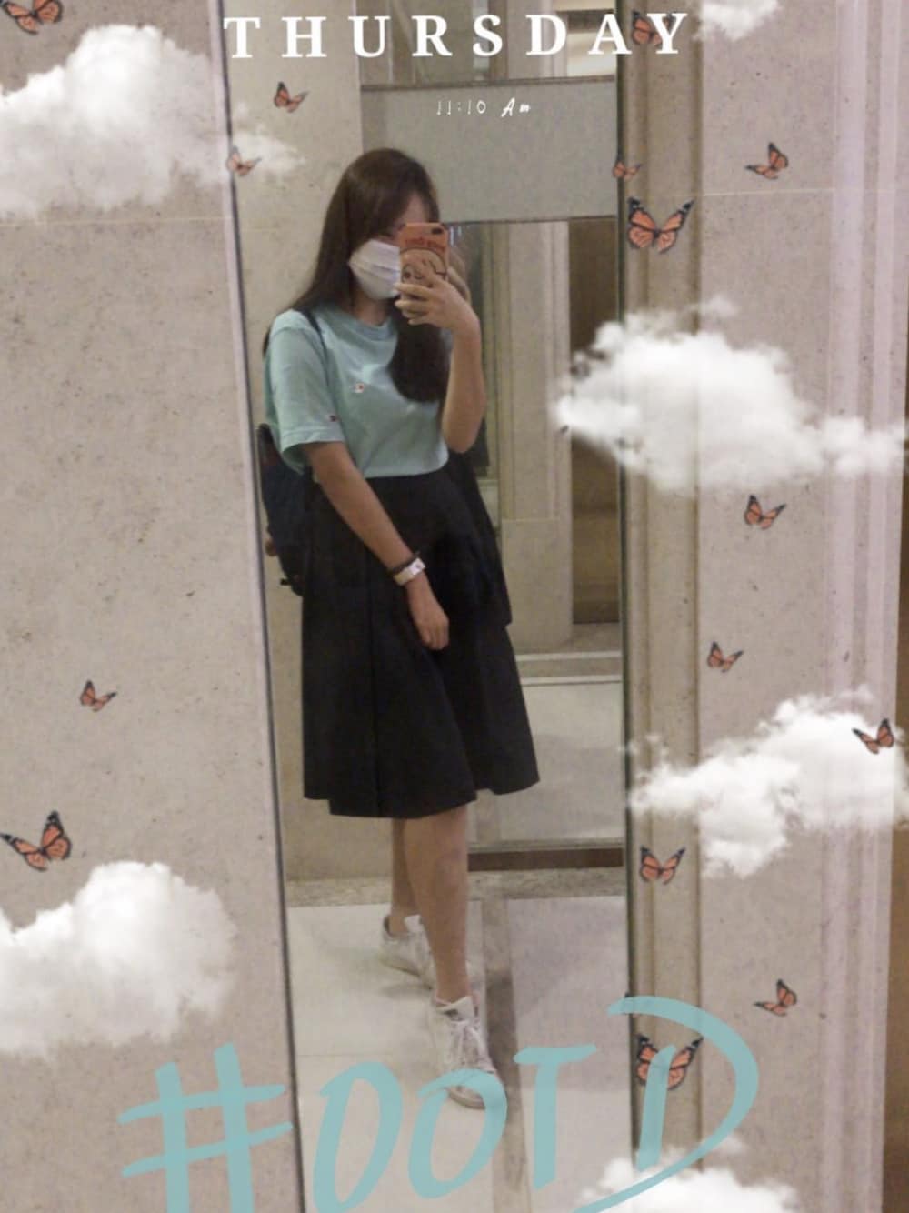 「ChampionのChampion × BEAMS / 別注 リバースウィーブ Tシャツ（Tシャツ/カットソー、グリーン系）」を使った、ゆうかちゃん💖さん（レディース・161cm）の秋コーディネートの1枚目の写真