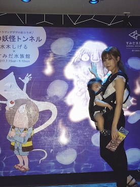 「水族館」｜「アイテム（サロペット/オーバーオール）」を使った、aya__yupiさん（レディース・153cm）の夏コーディネート