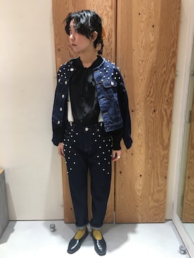 「アイテム（サスペンダー）」を使った、ぼんさん（レディース・159cm）の冬コーディネート