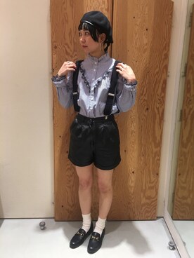 「アイテム（サスペンダー）」を使った、ぼんさん（レディース・159cm）の冬コーディネート