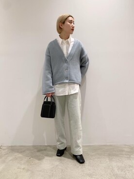 「BEAUTY&YOUTH UNITED ARROWS（ビューティーアンドユースユナイテッドアローズ）のBY∴ TRADITIONAL エコデニムワイドテーパードパンツ（デニムパンツ）」を使った、柳澤  風花さん（レディース・154cm）の冬コーディネート