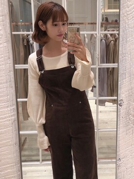 「mline」｜「アイテム（オールインワン・サロペット）」を使った、kusuda yoshikoさん（レディース・163cm）の秋コーディネート