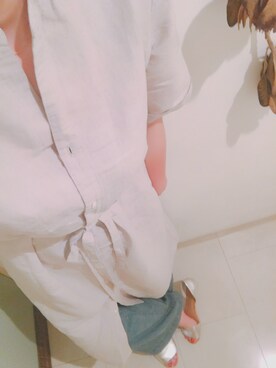 「シルバーシューズ」｜「アイテム（シャツワンピース）」を使った、hidemiさん（レディース・165cm）の夏コーディネート
