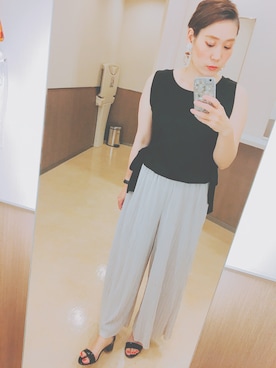 「大ぶりアクセサリー」｜「アイテム（トップス）」を使った、hidemiさん（レディース・165cm）の夏コーディネート