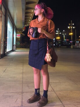 「VINTAGE（ヴィンテージ）のアイテム（メッセンジャーバッグ）」を使った、Bibiiiiii_さん（レディース・158cm）の夏コーディネート