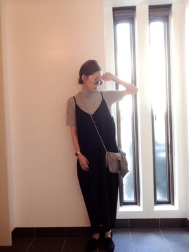 「DHOLIC（ディーホリック）のアイテム（オールインワン・サロペット）」を使った、mosuさん（レディース・158cm）の秋コーディネート