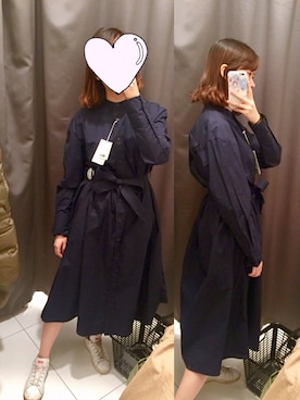 「blue」｜「アイテム（シャツワンピース）」を使った、Kirima♡さん（レディース・166cm）の春コーディネート