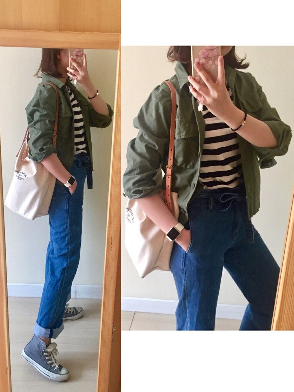 「カジュアル、ootd、春コーデ、シンプル、カジュアルコーデ、シンプルコーデ、UNIQLO、GAP」｜「plageのCONVERSE キャンバスオールスター HI（スニーカー、グレー系）」を使った、Kirima♡さん（レディース・166cm）の春コーディネートの1枚目の写真